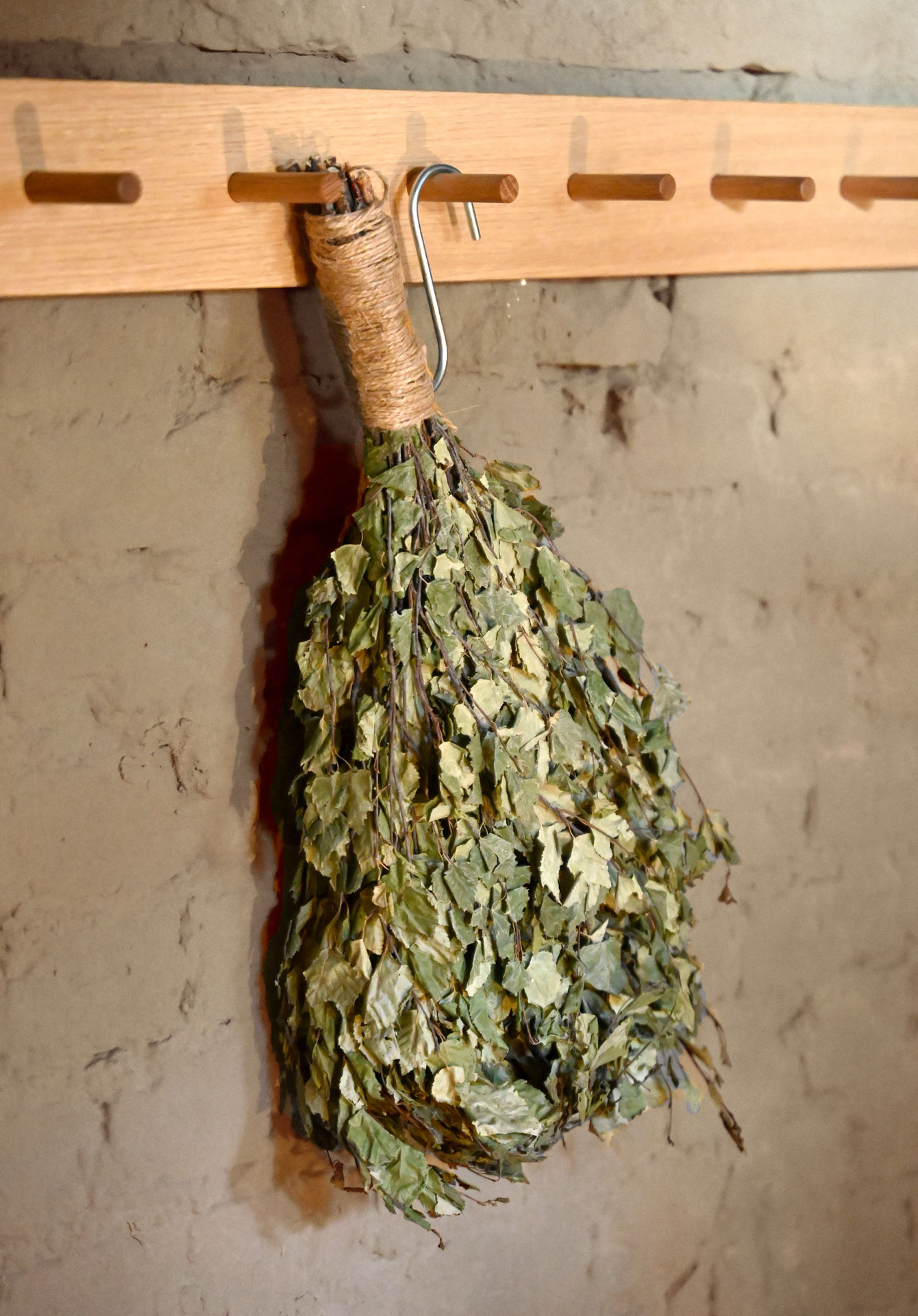 Ein Birkenquast für die Verwendung beim Saunagang